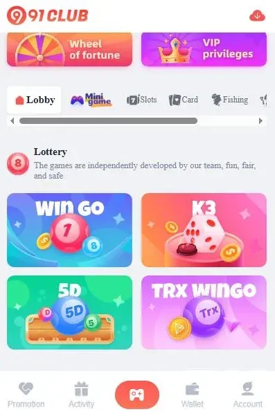 91 club lottery game